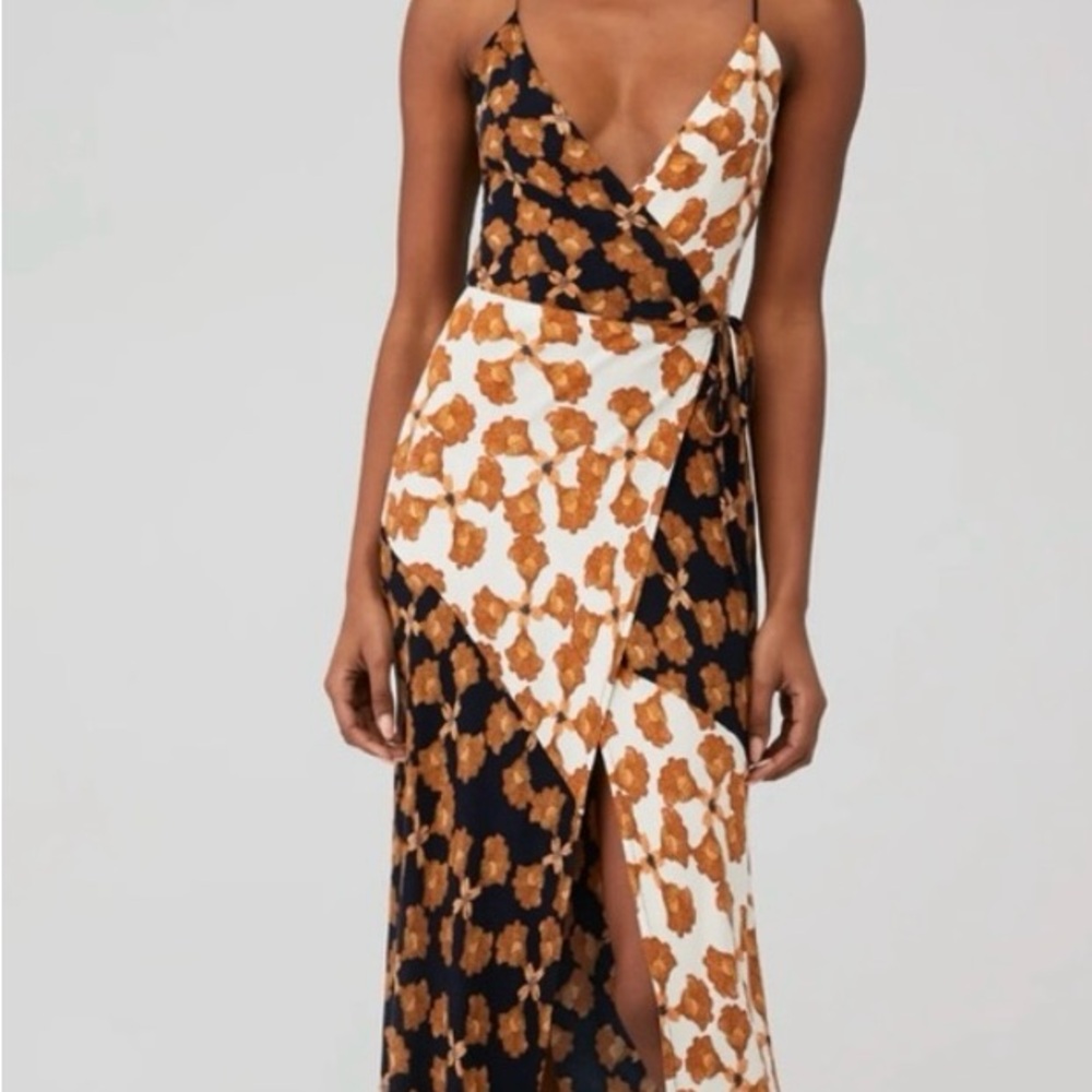 MINKPINK Wrap Dress in Black and Tan
